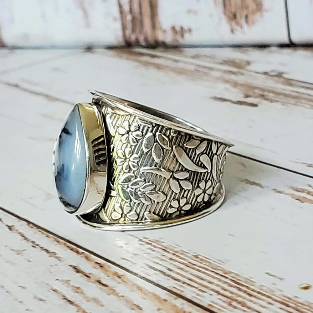 Artisan Merlinite Dendritic Opal Ring - Picture 4 of 8